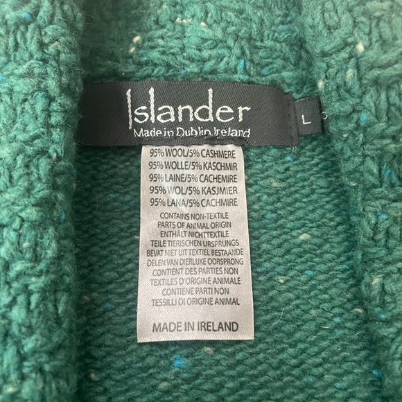 Islander Merino Wool and Cashmere Blend One-Button Cardigan Made In Ireland LG - Picture 2 of 6